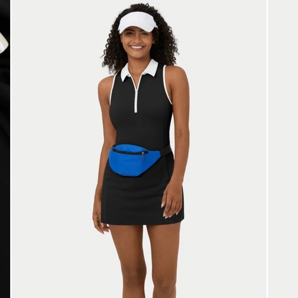 Color Block Collar Zipper Sleeveless 2-Piece Pocket Mini Golf Active Dress-Golf - Picture 4 of 11